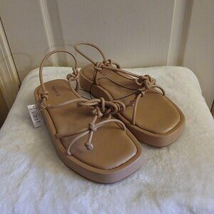NWT Tan Torrid Tie Ankle Strappy Flatform Sandals size 10.5